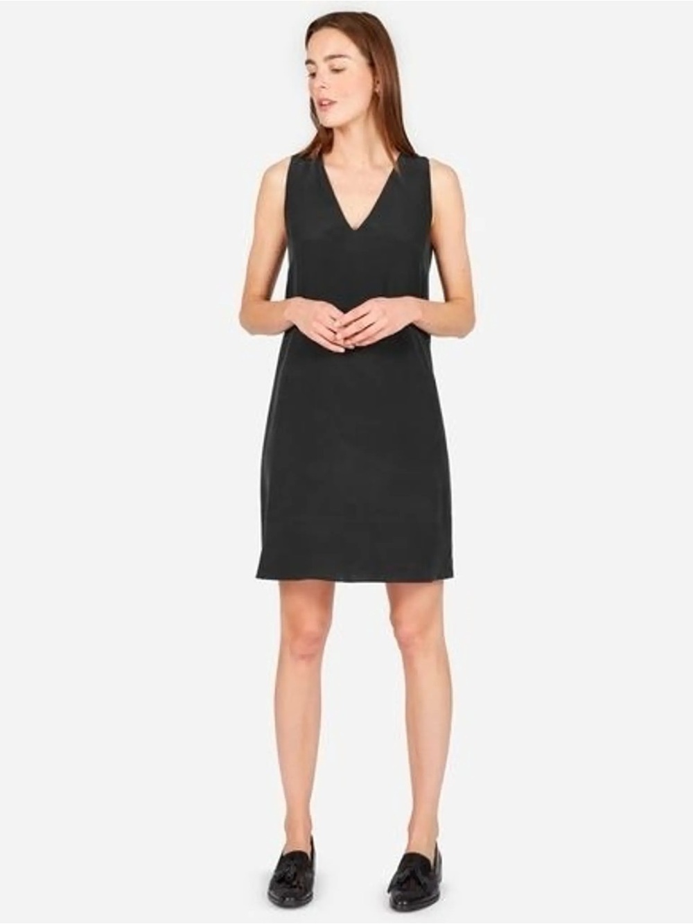 Everlane 100% Silk Sleeveless Shift Dress Charcoal Gray Size 2
